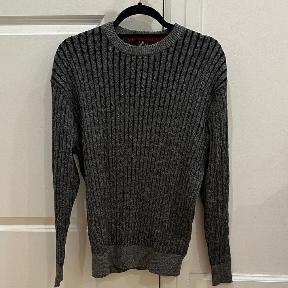 Belford Men Dark Gray Ribbed Crewneck Sweater